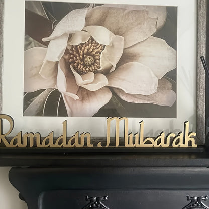 Wooden Ramadan Mubarak Table Sign Decor