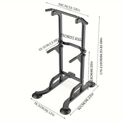 Foldable 10-Level Pull Up Tower – Pull Up Bar & Push Knee Raise Station(Black)