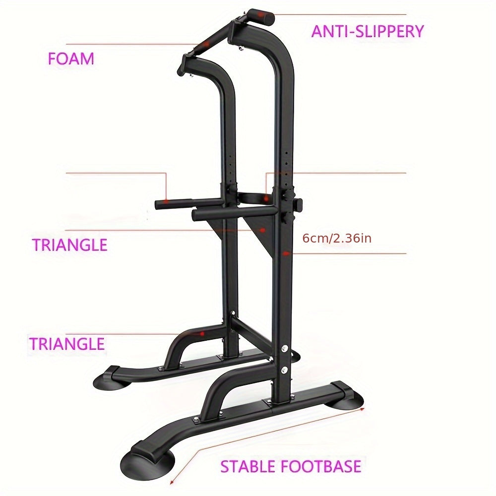 Foldable 10-Level Pull Up Tower – Pull Up Bar & Push Knee Raise Station(Black)