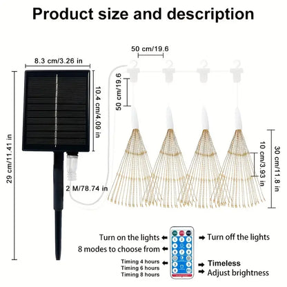 Outdoor Solar Firework Lights - 4-Pack 480 LED Starburst Hanging Lights