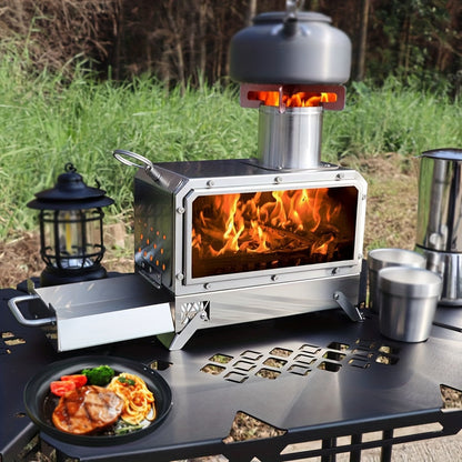 Outdoor Camping Wood Stove with Fire Viewing Window
