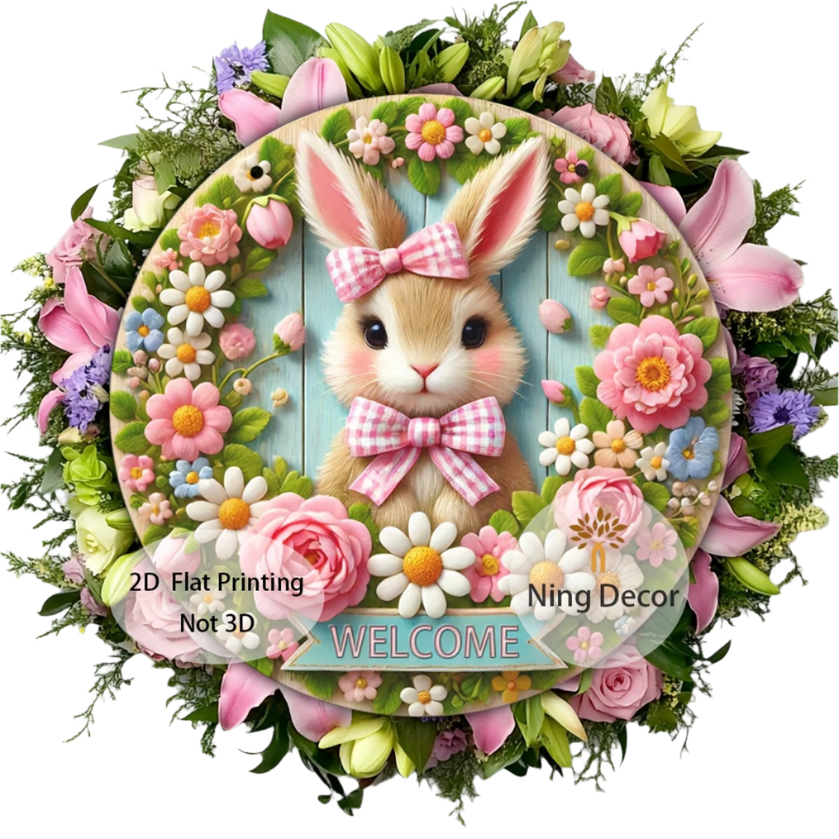 Easter Bunny Wooden Welcome Sign Spring Decor