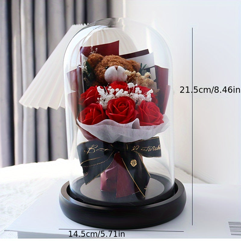 Rose Soap Bouquet & Bear Gift for Special Occasions