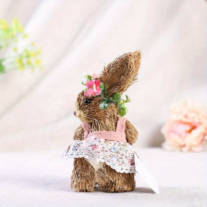 Funny Sisal Easter Bunny Spring Home Decor Statue