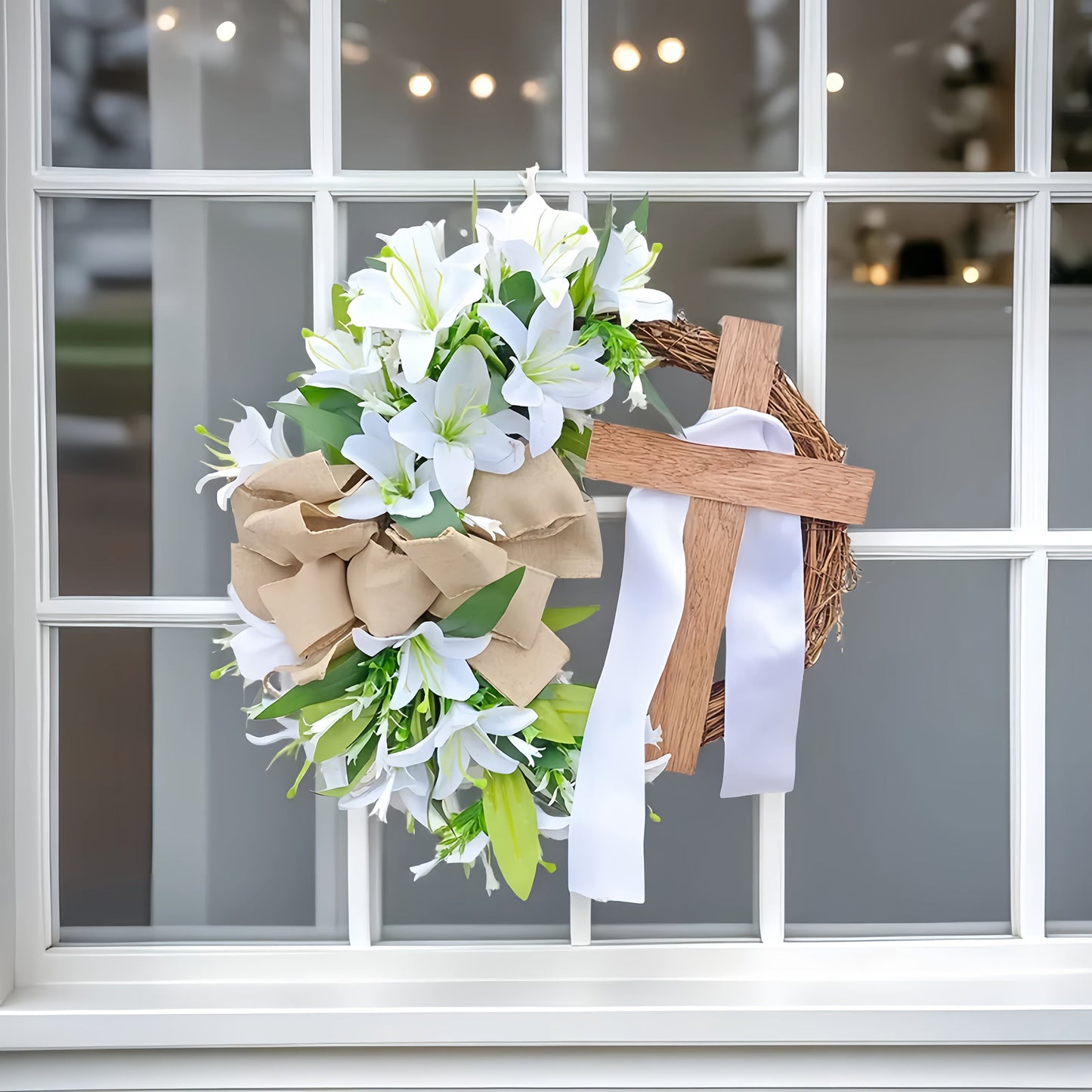 Easter Wreath with Cross Religious Garland