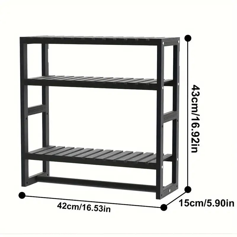 Wall Mounted Storage Rack with Rod - Black