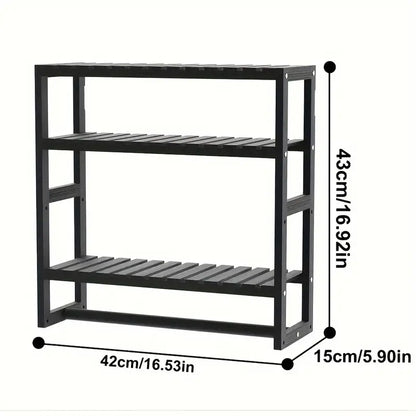 Wall Mounted Storage Rack with Rod - Black