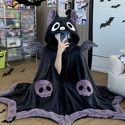 Chill-Proof Cozy Bat-Themed Hooded Wearable Blanket