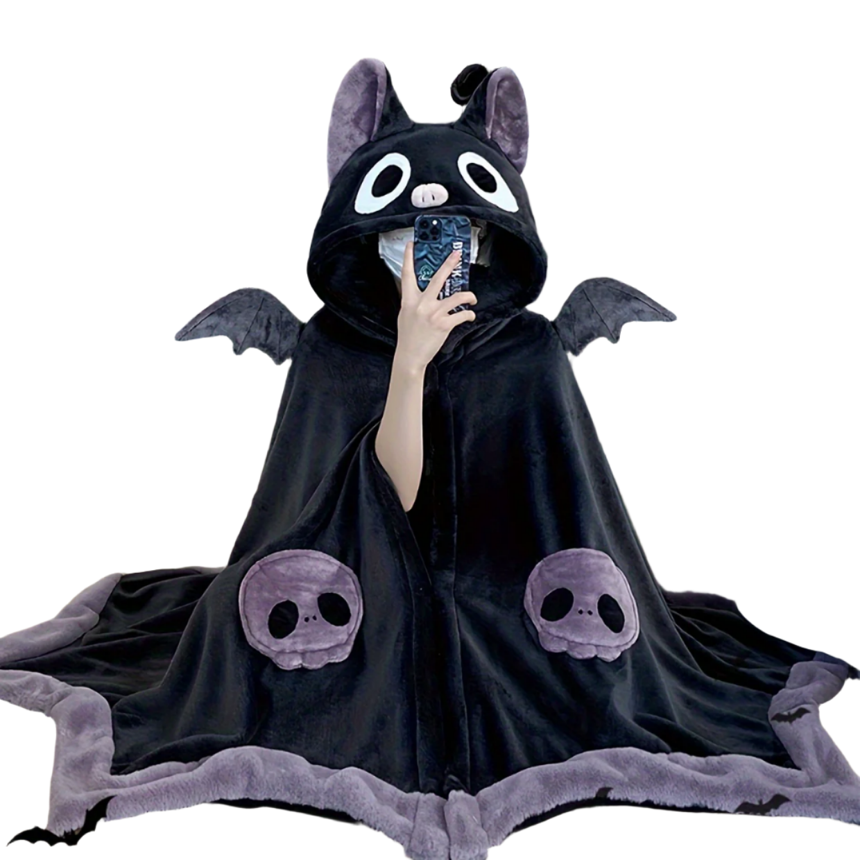 Chill-Proof Cozy Bat-Themed Hooded Wearable Blanket