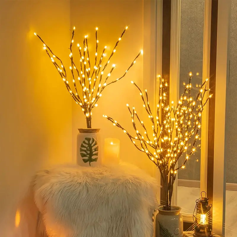 Enhance Your Celebrations with 1pc 20 LED Branch Lights | Battery-Powered Indoor Decoration Lights
