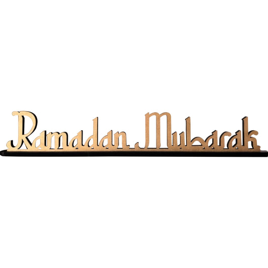 Elegant Wooden Ramadan Mubarak Table Sign