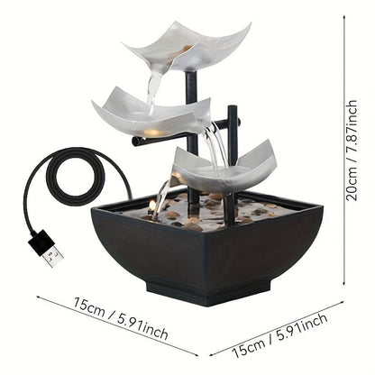 USB Metal Flower Desktop Fountain for Home Office