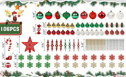 Enchanting Elegance: 106-Piece Christmas Ball Ornament Set