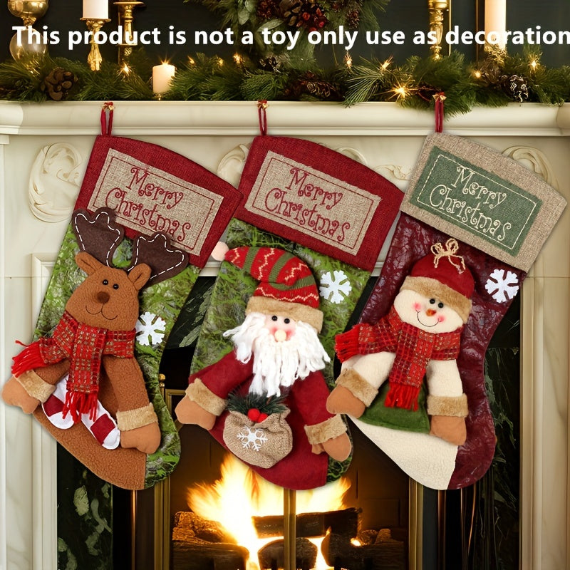 Christmas Stockings Polyester Hanging Decorations (3 pcs)