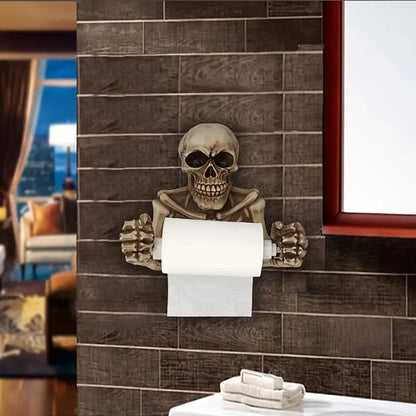 Skull Toilet Paper Holder - Retro Gothic Wall Mount