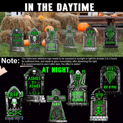 Halloween Glow Yard Signs Tombstone Set