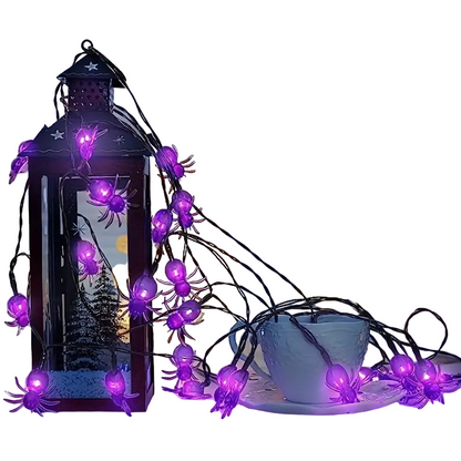 Solar-Powered Spider String Lights for Spooktacular Nights