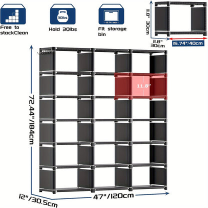 Metal Bookshelf Storage Organizer (18 Grid)