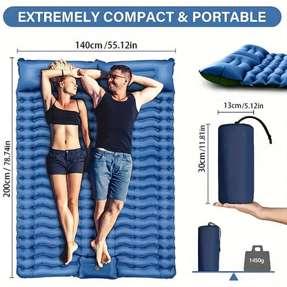 Double Self-Inflating Sleeping Pad with Pillow