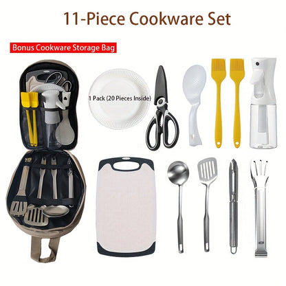 Camping Cookware Kit with Storage Bag (11pcs)