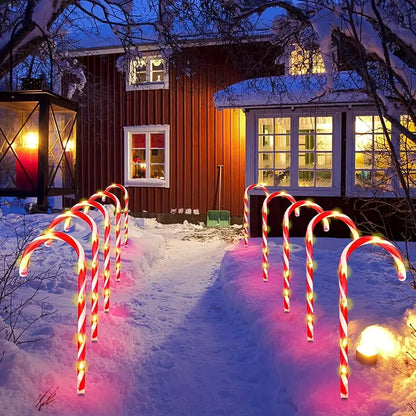 Set of 5 Solar-Powered Candy Cane Pathway Lights