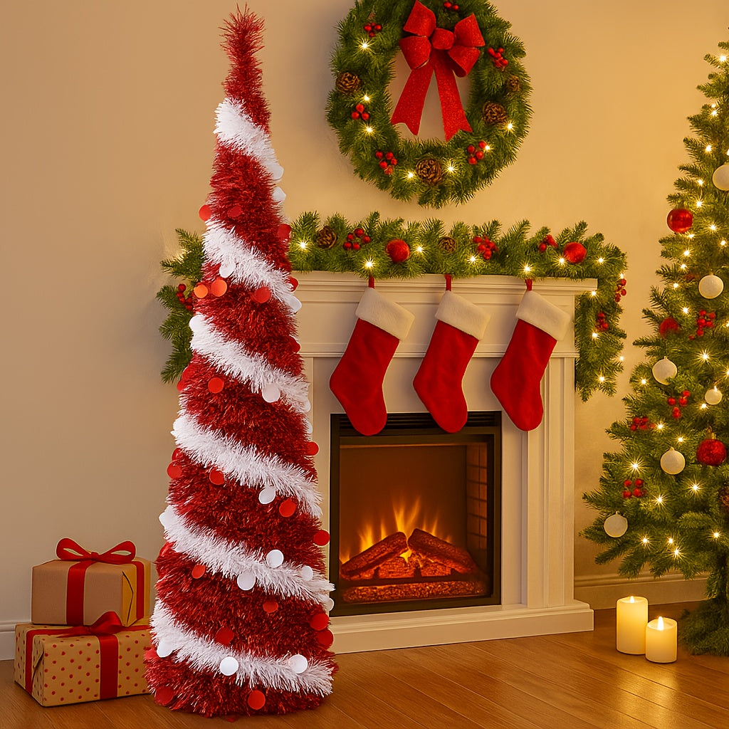 Red White Spiral Christmas Tree