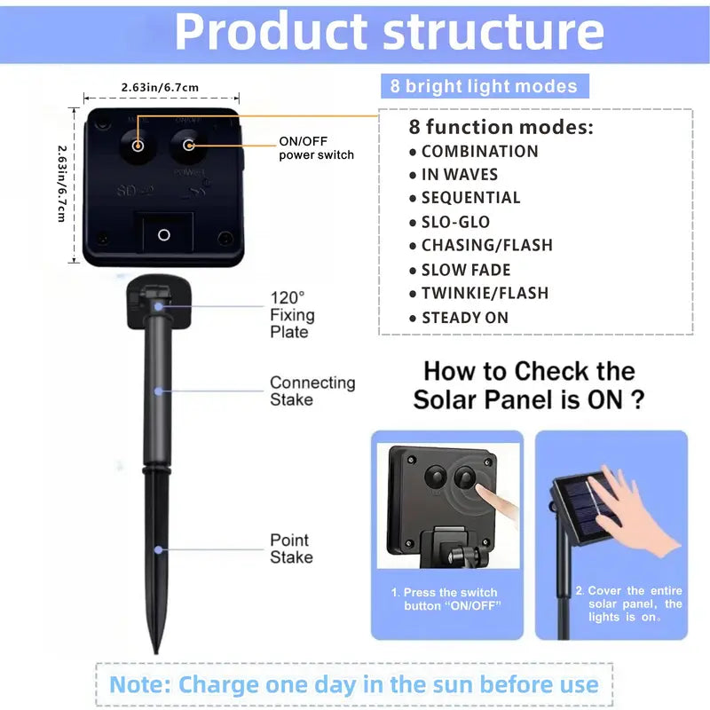 Enhance Your Space with 1 Pack 100 LED Solar String Lights | Waterproof, 8 Lighting Modes