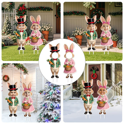 2pcs Large Easter Yard Rabbit Lawn Signs