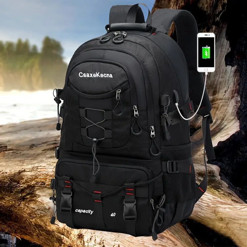 Rugged Explorer Waterproof Travel Backpack - Black