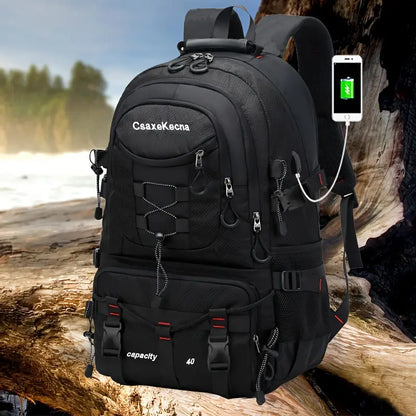 Rugged Explorer Waterproof Travel Backpack - Black