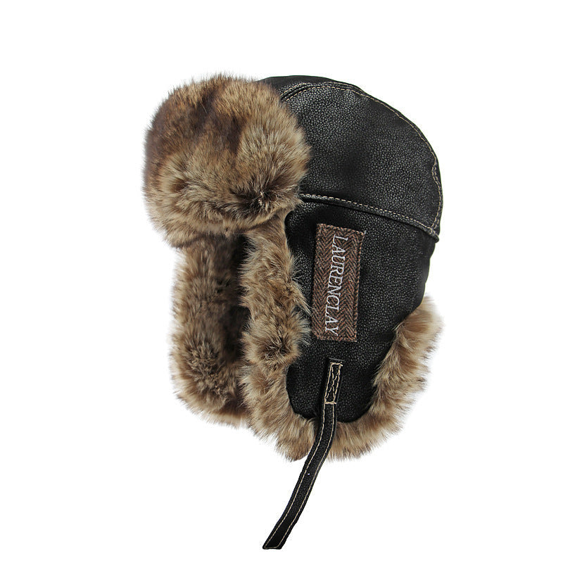 Winter Trapper Hat with Faux Fur & PU Leather