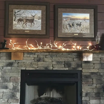 6ft Birch Wreath Garland with 48 LED Lights