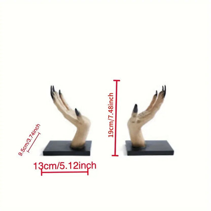 2-Piece Hand Bookends - Resin Decor
