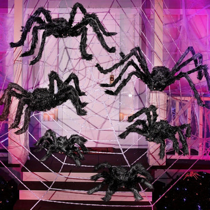 Giant Spider Halloween Decoration Set (6pcs)