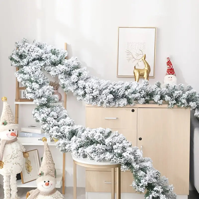 Snow Flocked Christmas Garland: Winter Frosted Pine for Festive Decor
