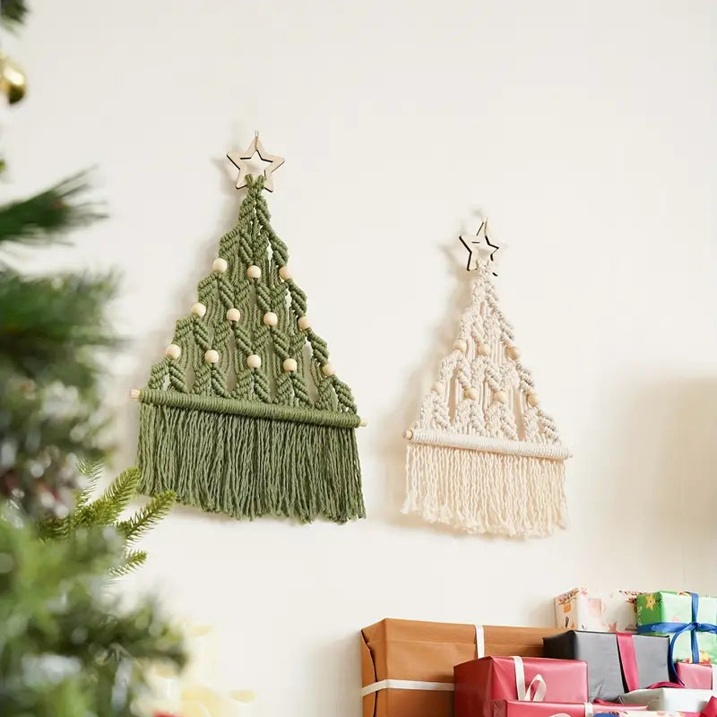 Twinkling Tidings: Pair of Woven Christmas Trees