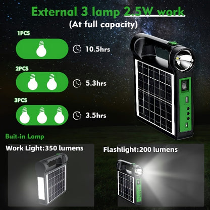 6000mAh Portable Solar Generator Kit with LED Lights
