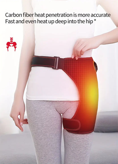 1pc USB Heated Hip Support Brace with Vibrating Massage and Adjustable Strap