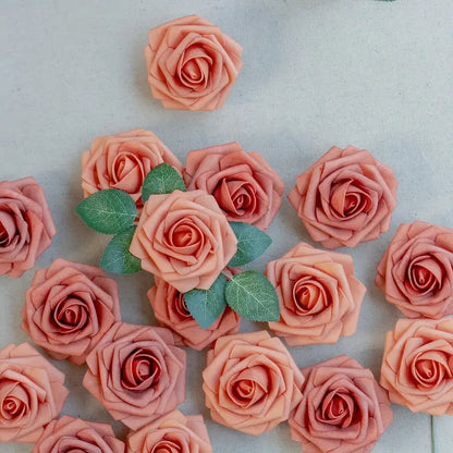 25-Piece Real Touch Orange Artificial Roses - Lifelike Elegance for Any Occasion