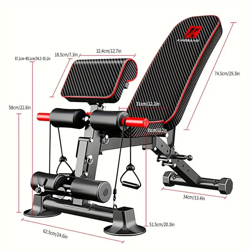 Adjustable Weight Bench for Full Body Exercise - Foldable, Multifunctional, Black&Red (1pc)