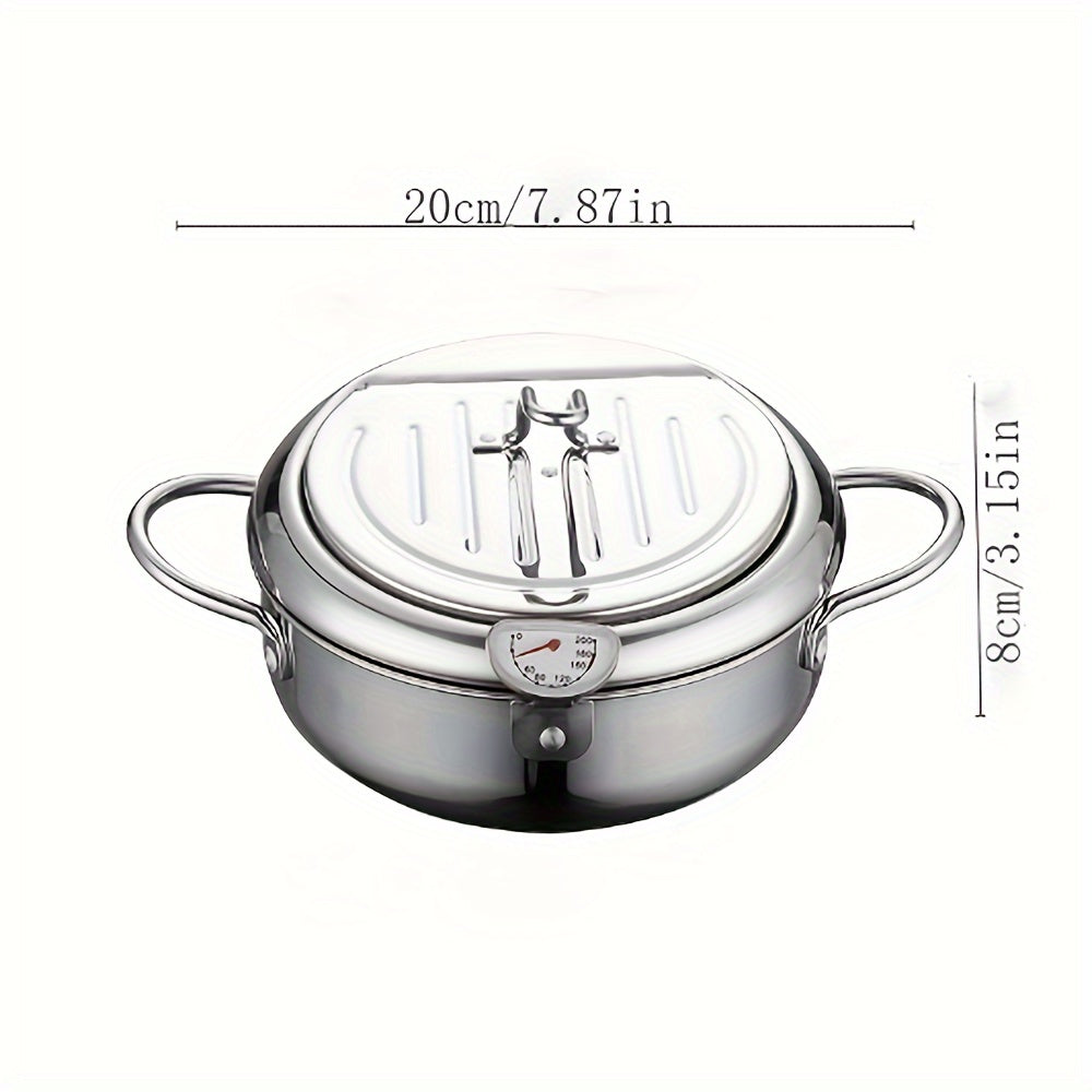 Tempura Stainless Steel Fryer Pot with Thermometer