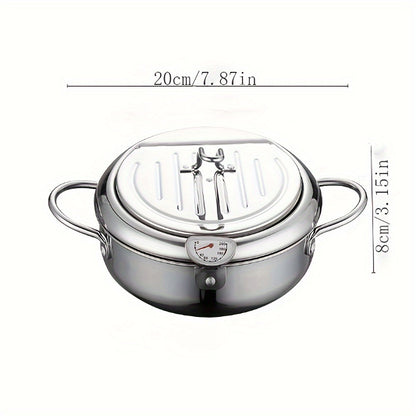 Tempura Stainless Steel Fryer Pot with Thermometer