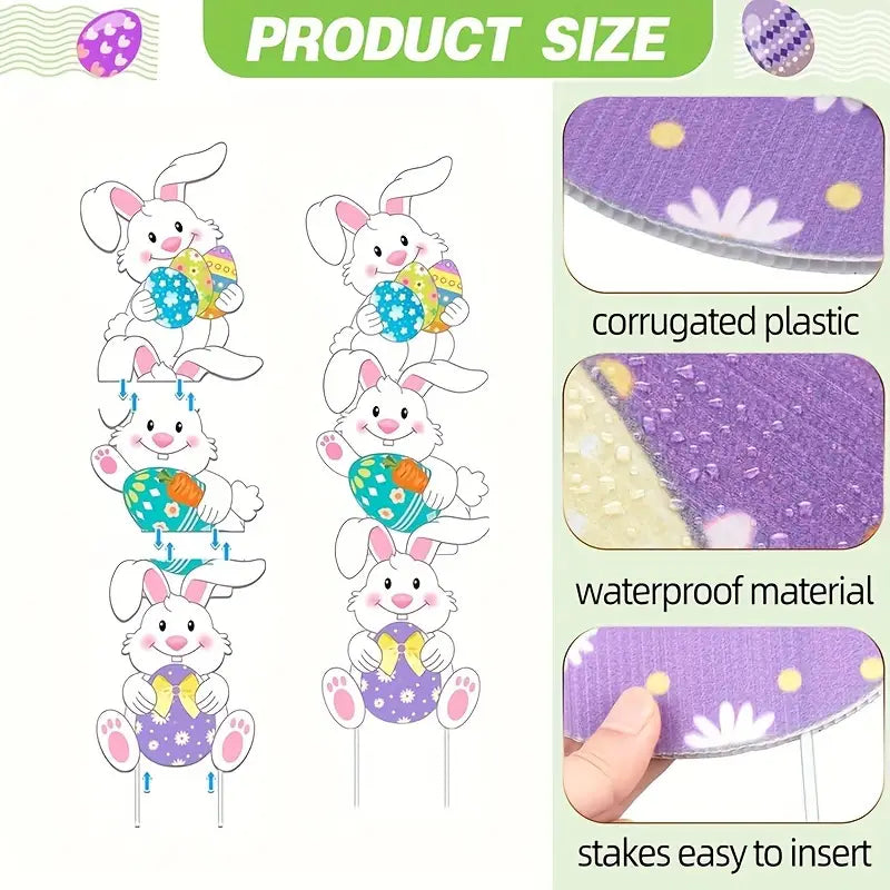 Tumbling Bunnies Yard Stakes - Set of 2 | 99.82cm