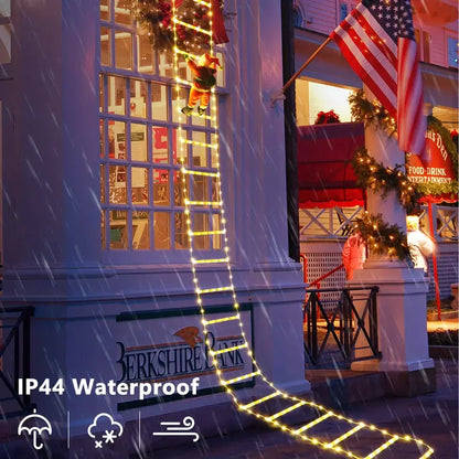 Santa's Festive Climb: Illuminated Christmas Ladder Light