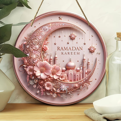 Ramadan Kareem Pink 2D Wreath Wall Sign