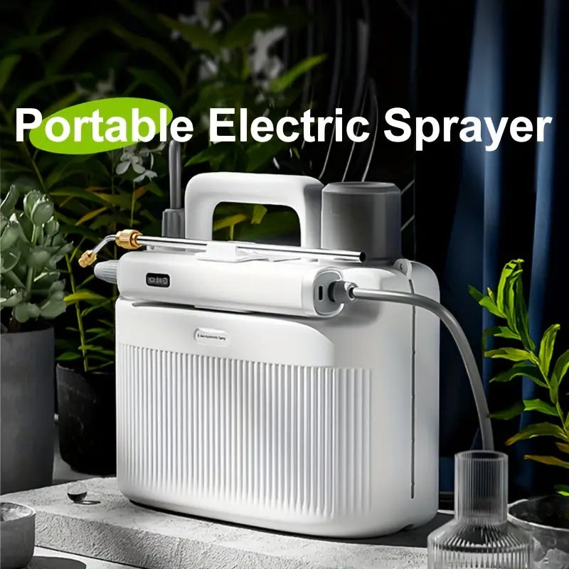 Portable Electric Sprayer with Adjustable Brass Nozzle - 5L/33.82oz Capacity, White
