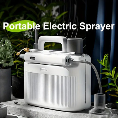 Portable Electric Sprayer with Adjustable Brass Nozzle - 5L/33.82oz Capacity, White