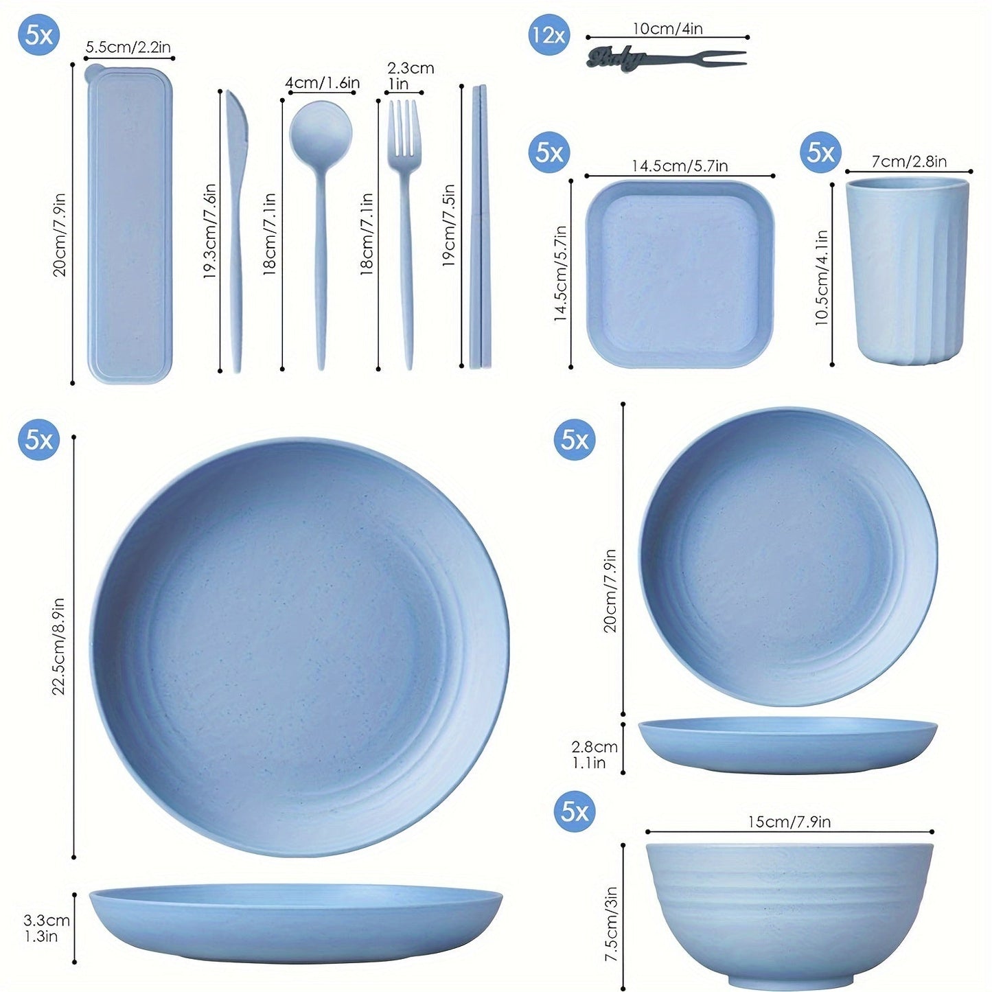 Outdoor Camping Dinnerware Set for 5 (62pcs)