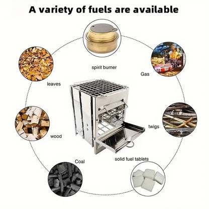 Portable Folding Stainless Steel Wood Burning Camping Stove