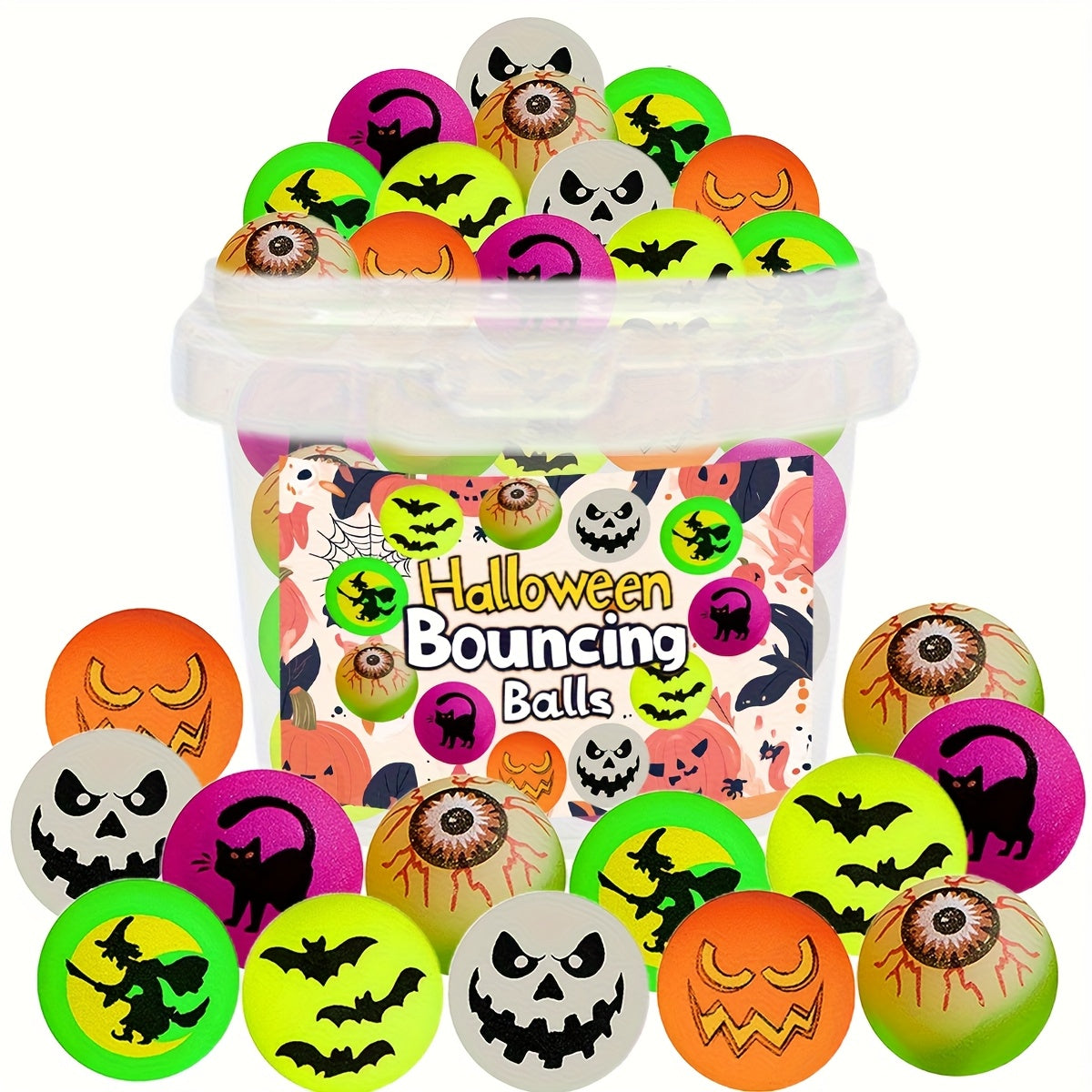 Glowing Halloween Bouncing Balls (48pcs)